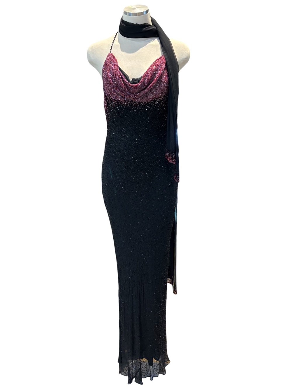 Sue Wong Silk Beaded Ombre Gown